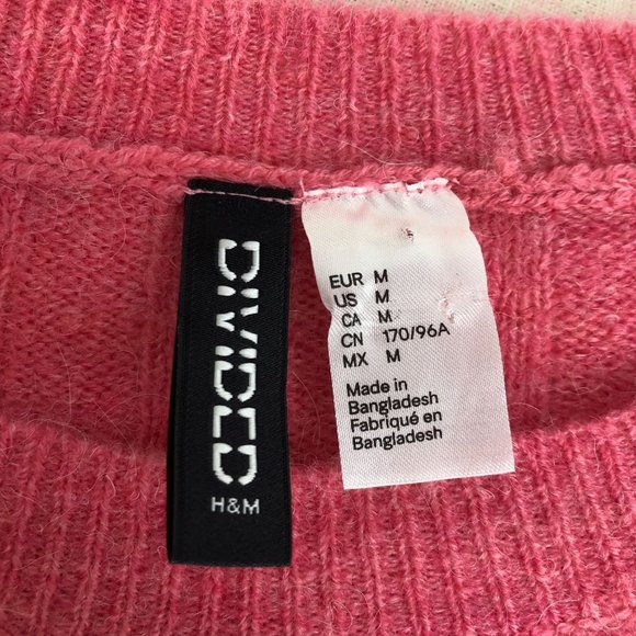 H&M Divided Pink Wool Alpaca Blend Sweater Sz M - Picture 7 of 9